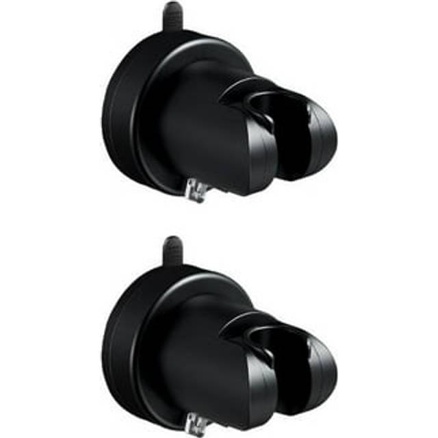 2 Pack Removable Suction Cup Shower Head Holder, Adhesive Shower Head Bracket for Handheld, Adjustable Showerhead Wall Mount Holder (Black)