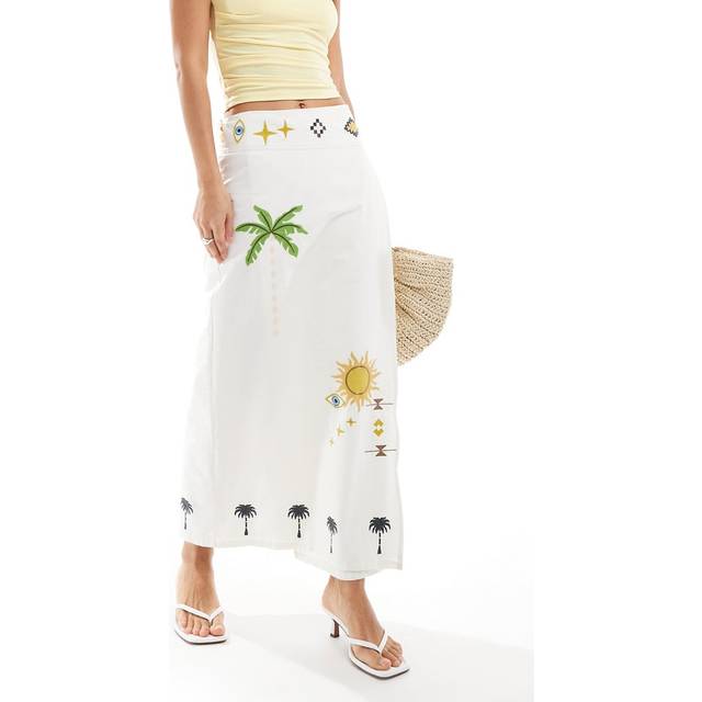Women's Sunshine Jaspre Skirt in Cream, Size 16, 100% Cotton by Never Fully Dressed