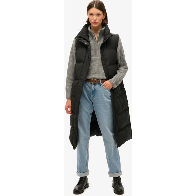Superdry Longline Puffer Gilet, Black