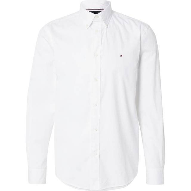 Men's Tommy Hilfiger Core Flex Poplin Mens Long Sleeve Shirt - White - Size: 42/Regular