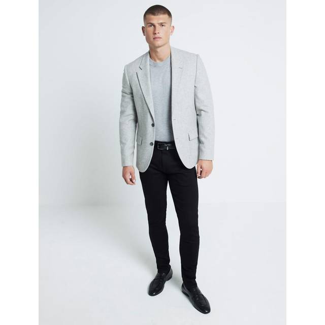 Mens River Island Grey Marl Slim Fit Wool Blend Suit Jacket - 38R