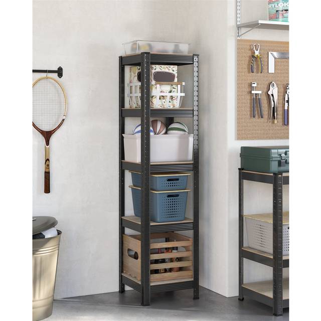 Bibica 37cm W Metal Shelving Unit - Grey (150cm H X 37cm W X 37cm D)