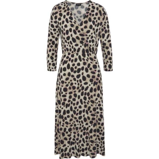 Laura Scott Animal Print Three-Quarter Length Sleeve Midi Dress - Black Print
