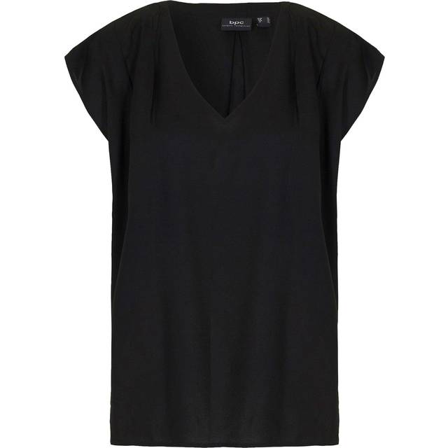 bonprix Short Sleeve V-Neck Blouse - Black