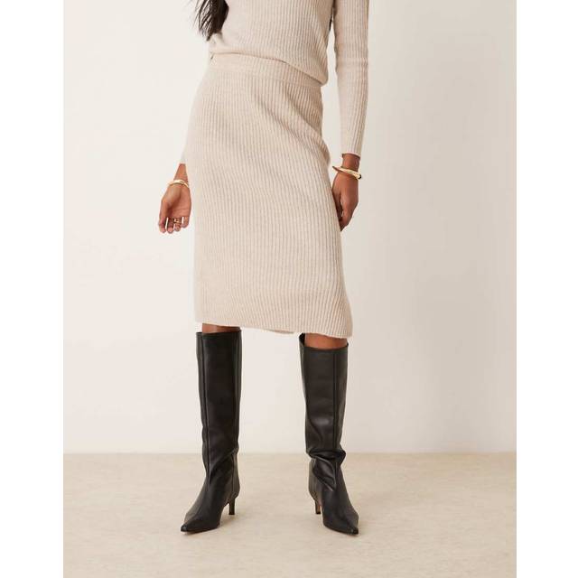 JDY – Beige, ribbad midikjol, del av set-Naturlig