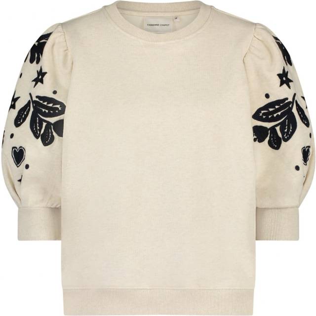 Fabienne Chapot, Stickade tröjor & koftor, Dam, M, Bomull, Beige Blommig Tröja - beige (M)