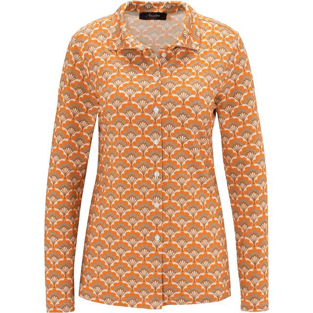 Aniston Retro Print Long Sleeve Shirt - Orange Print