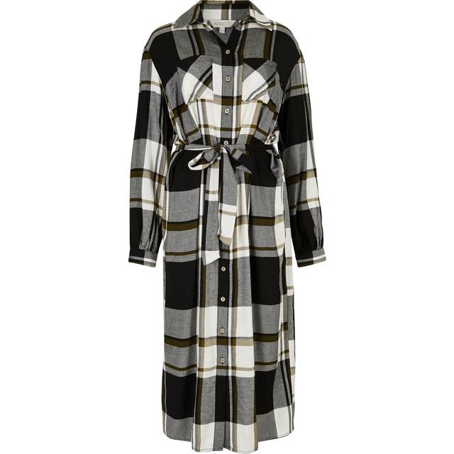 Womens Large Check Shirt Midi Dress - White - 18