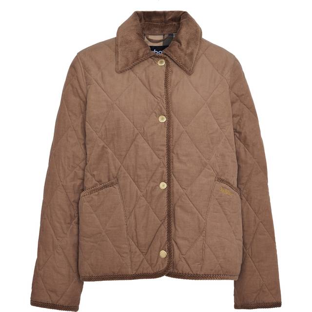 Barbour Emilia Quilted Jacket, Beige/Sky Tartan