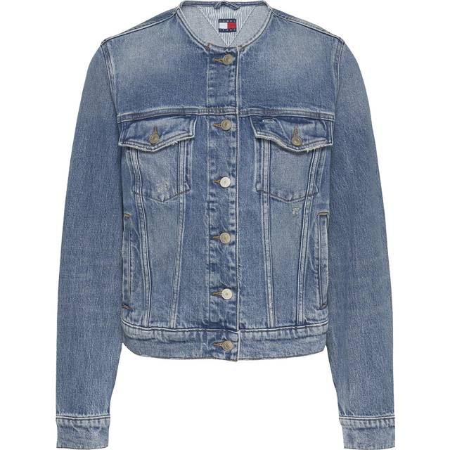 Collarless Denim Trucker Jacket - LIGHT BLUE - L