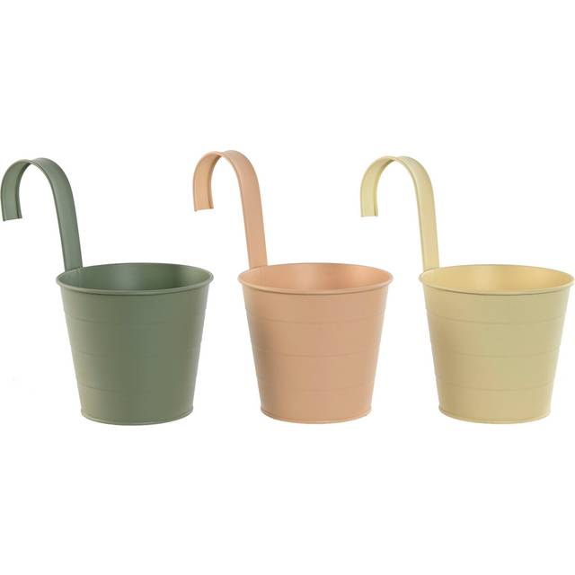 Kruka Home ESPRIT Gul Gr&#xF6;n Ambra Ljusrosa Metall 14 x 14 x 23 cm (3 antal)