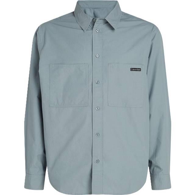 Relaxed Cotton Poplin Shirt - Grey - XXL