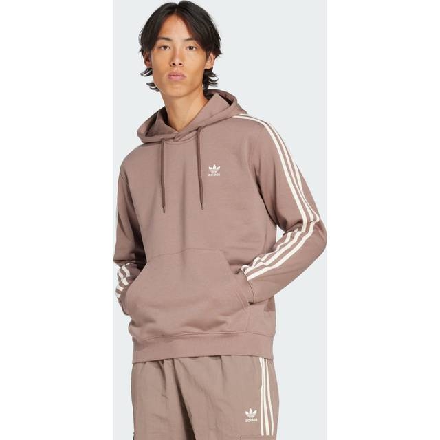adidas Originals Mens Adicolor 3-Stripe Overhead Hoodie - Brown, Trace Brown, Size S, Men