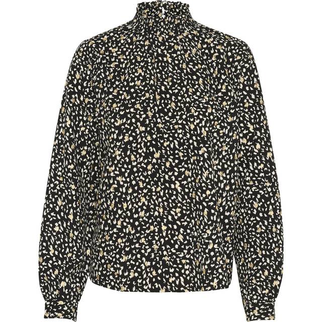KAFFE Malene Balloon Sleeve Top, Black/White