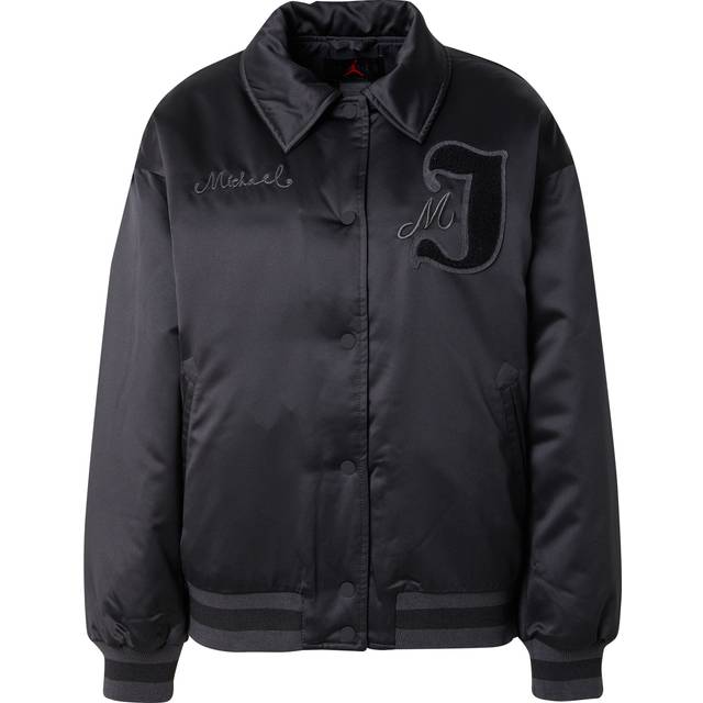 Bomber Jordan Women's Varsity Jacket Black/ Gym Red XL (XL)
