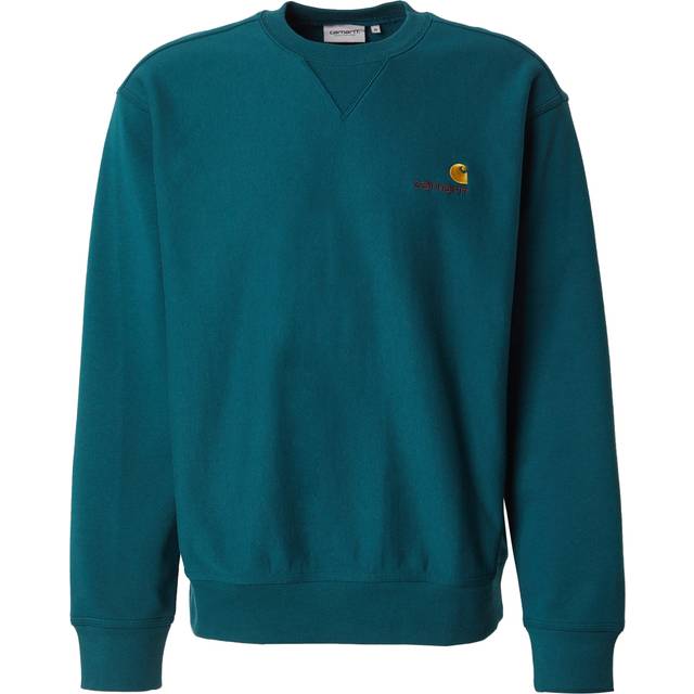 Carhartt Wip, Sweatshirts & Hoodies, Herr, XL, Bomull, Bomull Crewneck Sweatshirt med Logo - green (XL)