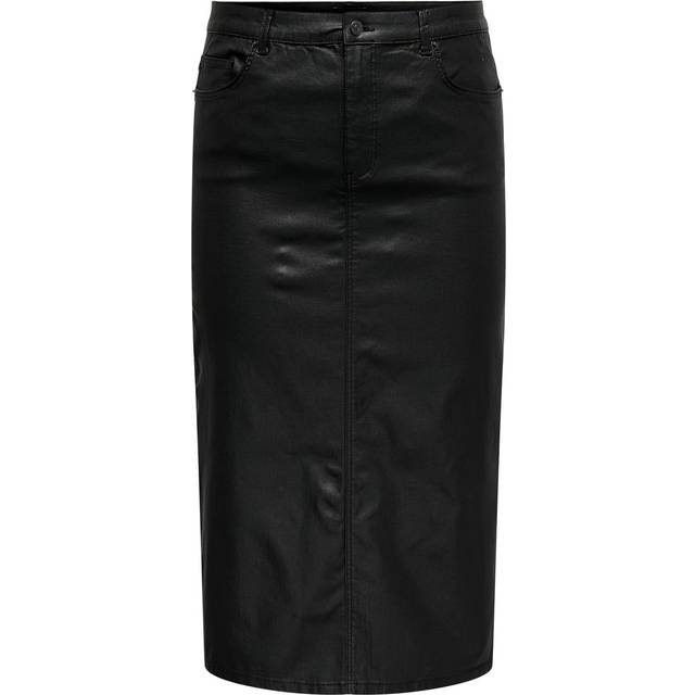 Only Carmakoma Black Augusta Coated Midi Skirt - 24
