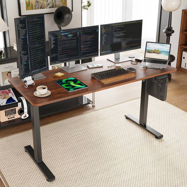 Electric Height Adjustable Home Office Standing Desk - Black (100cm W x 60cm D)