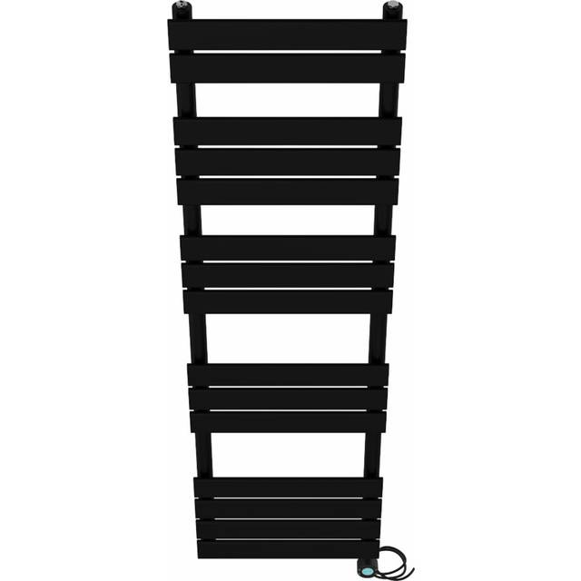 Prefilled Electric Flat Panel Heated Towel Rail - Black (160cm H x 45cm W x 6.2cm D)