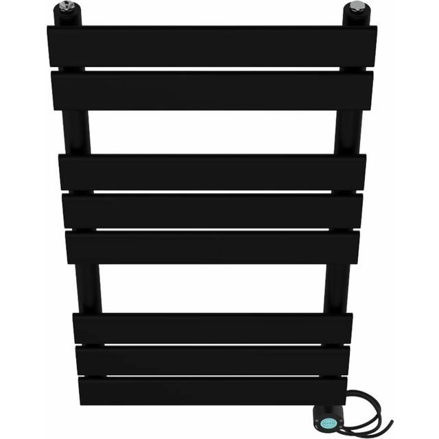 Prefilled Electric Flat Panel Heated Towel Rail - Black (80cm H x 45cm W x 6.2cm D)