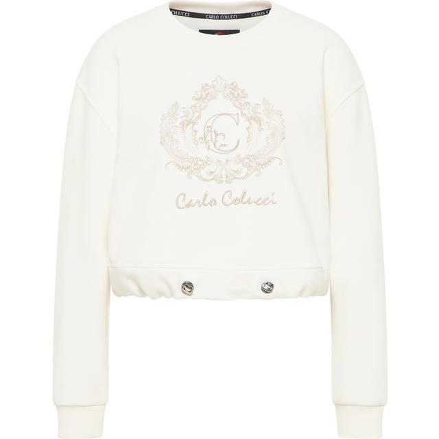 Carlo Colucci, Sweatshirts & Hoodies, Dam, S, Bomull, Unikt Oversize Sweatshirt - white (S)