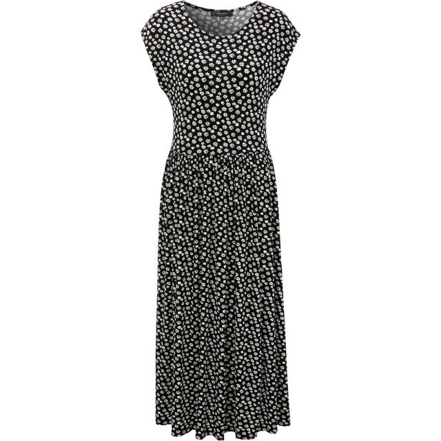 Aniston Floral Print Midi Dress - Black/white