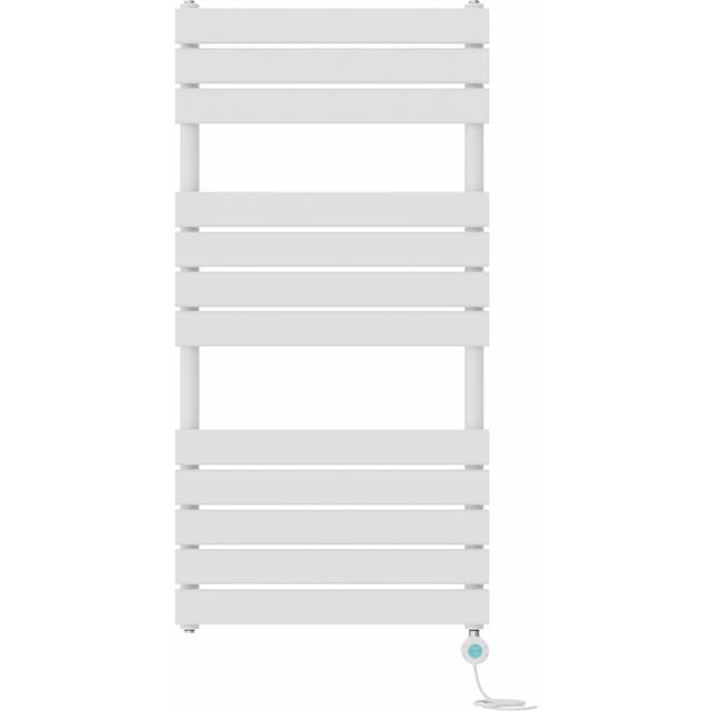 Prefilled Electric Flat Panel Heated Towel Rail - White (120cm H x 60cm W x 6.2cm D)