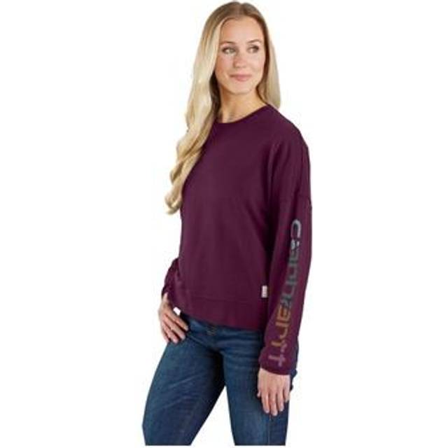 Carhartt Women's Tencel Fiber Series Loose Fit Sleeve Graphic Sweatshirt  Eggplant  X-Large