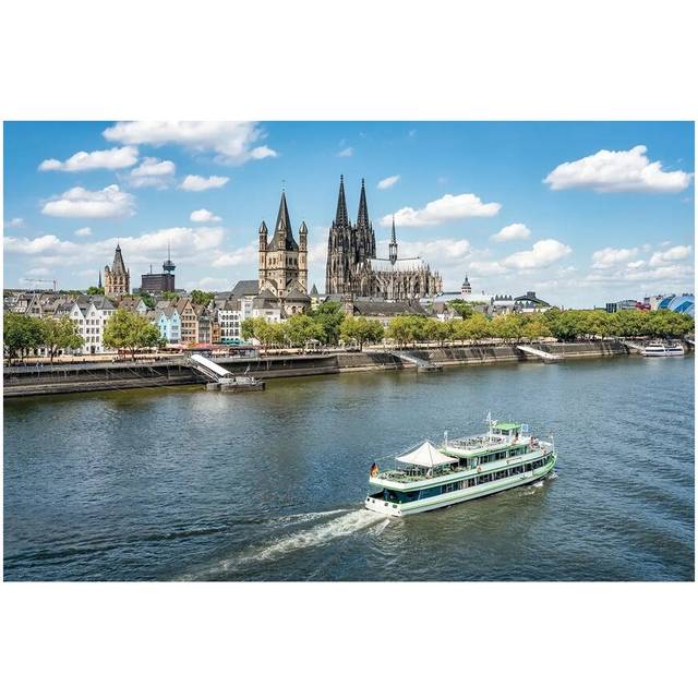 City Of Cologne Along The Rhine River With Cologne Cathedral And Great St. Martin Church (20.32cm H x 30.48cm W x 1.91cm D)