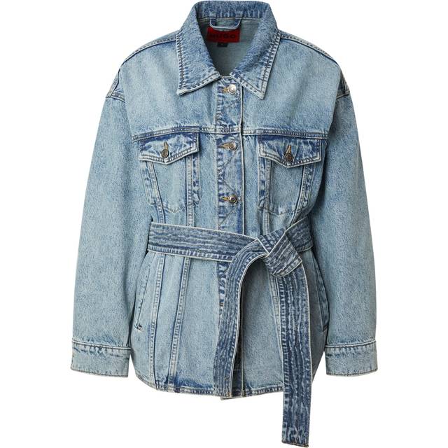 HUGO Icon Tie Waist Denim Jacket - Blue, Bright Blue, Size S, Women