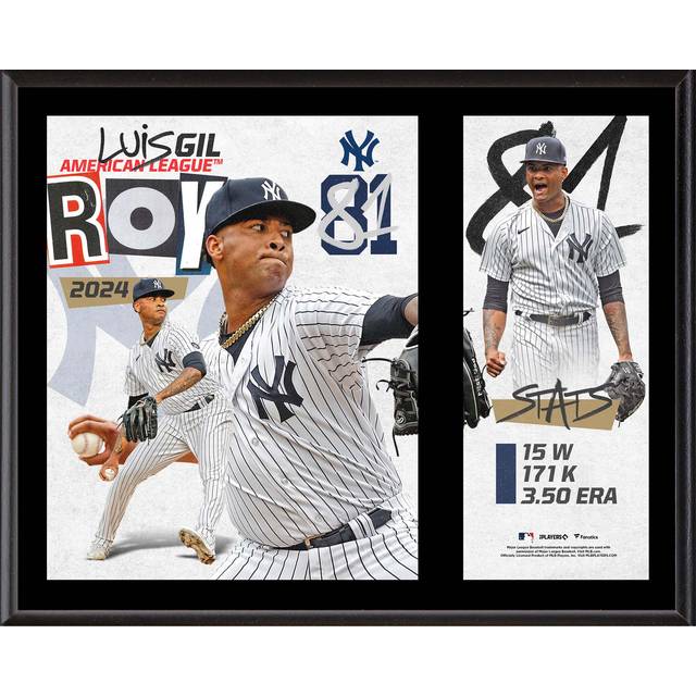 Luis Gil New York Yankees 12" x 15" 2024 American League Rookie of the Year Award Sublimated Plaque