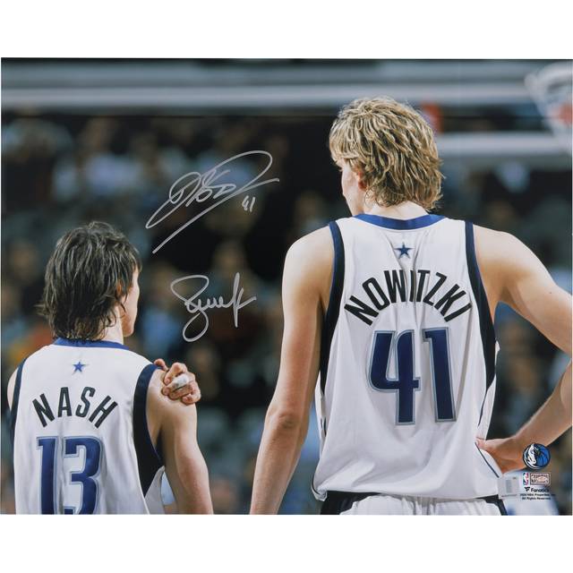Dirk Nowitzki & Steve Nash Dallas Mavericks Autographed 16" x 20" Standing Together Photograph