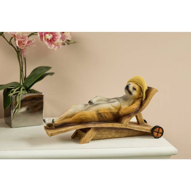 Stephenson Meerkat on a Lounger Figurine - Brown (13cm H X 30cm W X 11cm D)