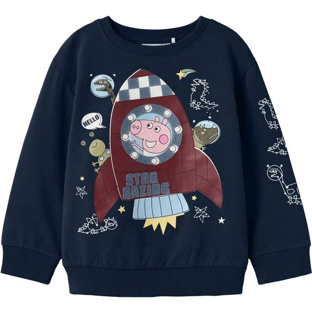 NAME IT Kids' George Pig Sweatshirt, Navy Blazer