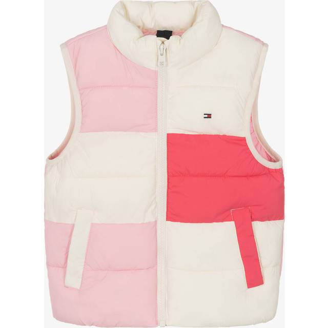 Tommy Hilfiger Girls Pink & Ivory Colourblock Gilet - 4 year