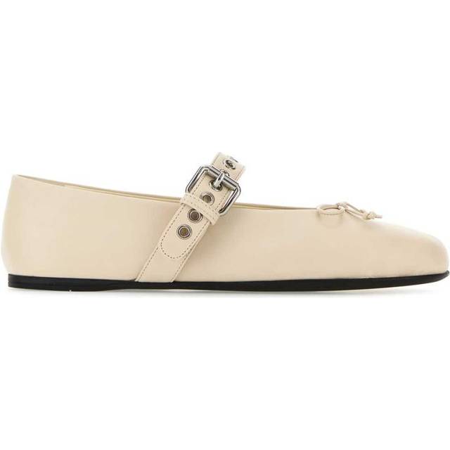 Miu Miu Women's Ivory Leather Ballerinas in White | Size 36 | 5F210EF005070 Color F0304 (36)