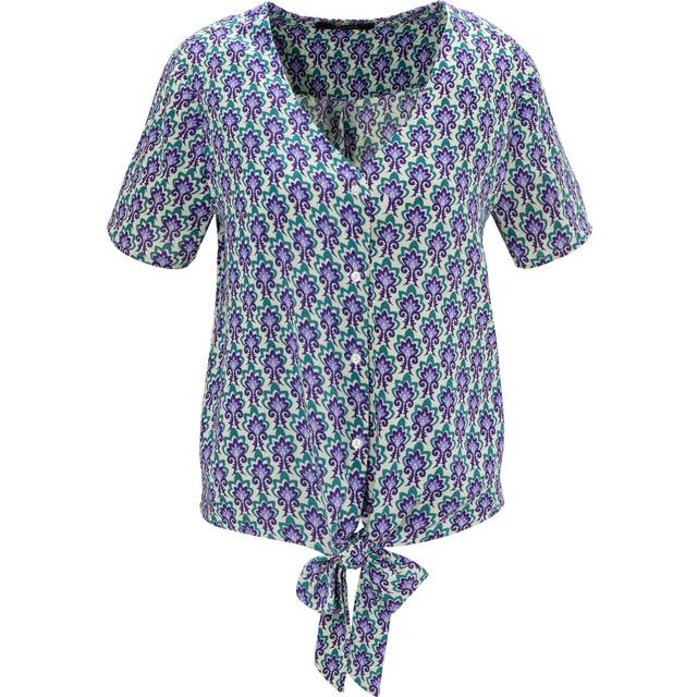 Aniston Retro Print Short Sleeve Blouse - Lavender Print