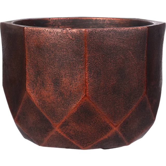 Bronze Concrete Effect Round Indoor Plant Pot for Indoor Plants, Small Flower Pot with Geometric Pattern D23 H17 cm, with Inner Top D19 cm, 4 litres (6.7cm H X 9.1cm W X 9.1cm D)