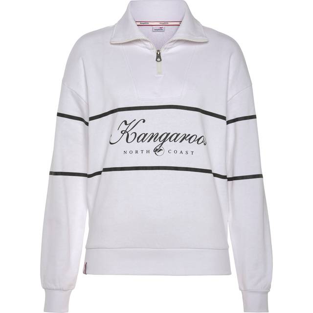 KangaROOS Logo Front Print Half Zip Sweatshirt - White