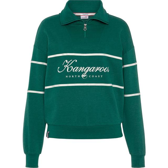 KangaROOS Logo Front Print Half Zip Sweatshirt - Green