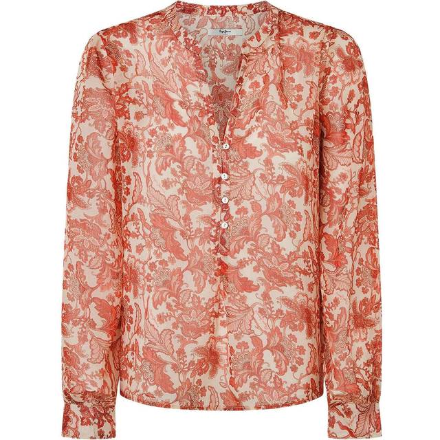 Pepe Jeans for woman. PL304951 Poemy blouse white ecru, pink (XS), Red, Casual, Polyester, Long sleeve