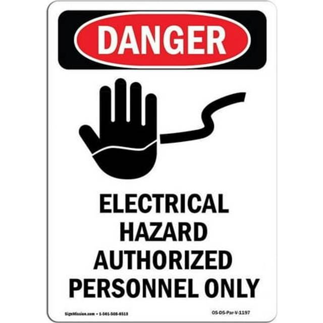 SignMission OS-DS-D-35-V-1197 OSHA Danger Sign - Electrical Hazard Authorized