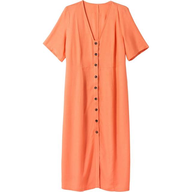 Witt Buttoned Short Sleeve Summer Dress - Papaya