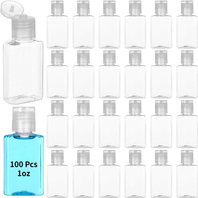 Lnrueg 100 Pcs 1 oz Travel Bottles - Hand Sanitizer Bottle Mini Clear Bottles with Flip Caps  Portable Empty Refillable Containers for Shower Gel  Fac