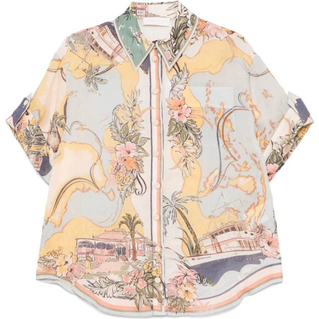 Zimmermann Women&#39;s Tallow Relaxed Shirt | Size 1 | 1785Trouser253 Color NAUMP - Multicolor (1)