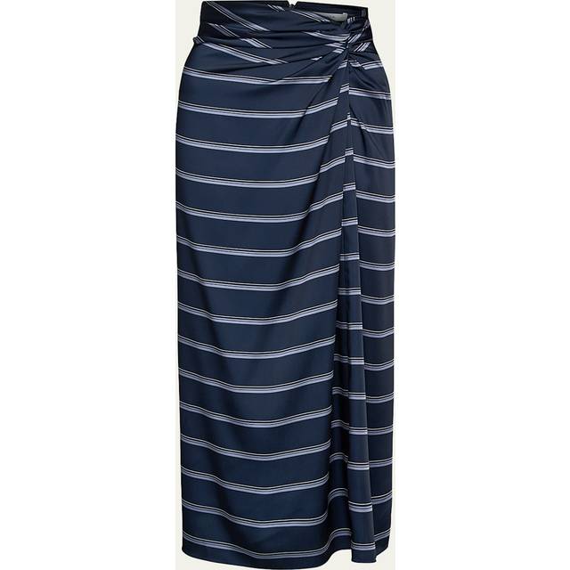 Gathered Rugby Stripe Midi Skirt - COASTALSLATE - 12