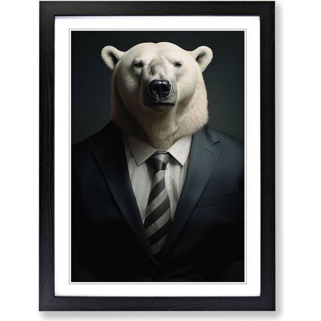 Polar Bear in a Suit Painting No.3 - Black (64&#34; H x 46&#34; W x 2&#34; D)