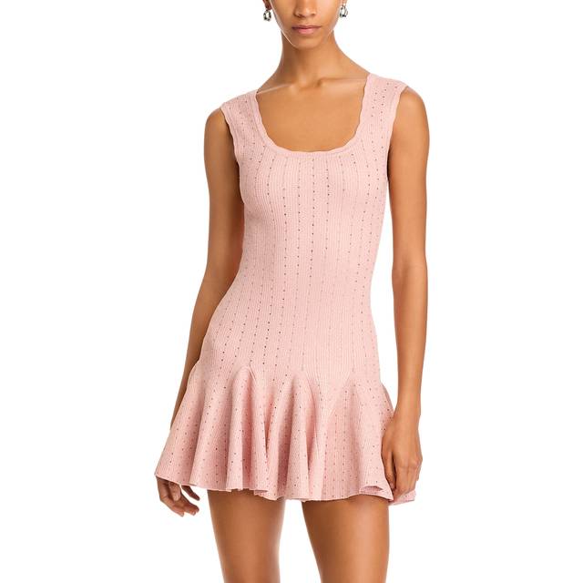 Maryanne Metallic Knit Mini Dress - PINK CHAMPAGNE - Large