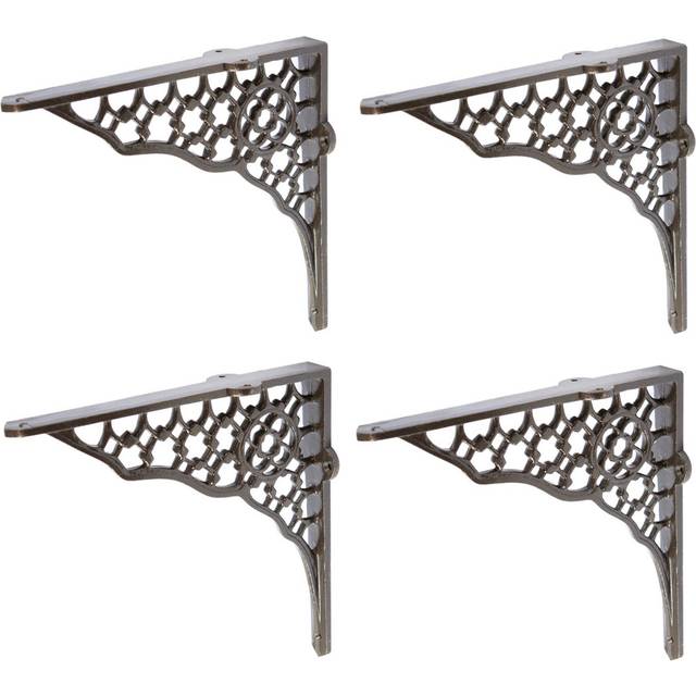 Hammer Tongs Honeycomb Iron Shelf Bracket - D205mm - Pack of 4 - Black