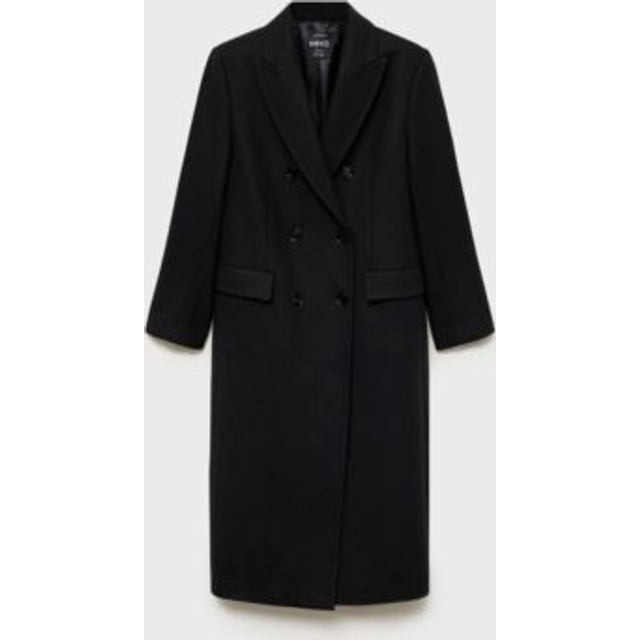 Mango Mary Kate Wool Blend Long Coat, Black